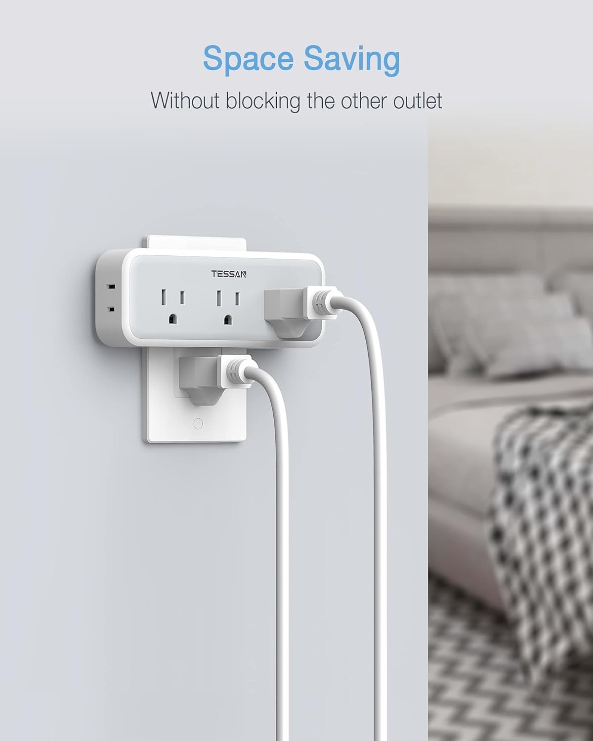 Multi Plug Outlet Extender, TESSAN Surge Protector Wall Plug Splitter with 5 Ele gallery