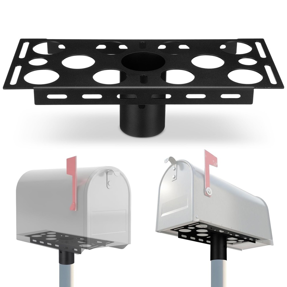 Fiwochic Steel Mailbox Bracket for 2-3/8" Round Post Mailbox Post Mount Brack...