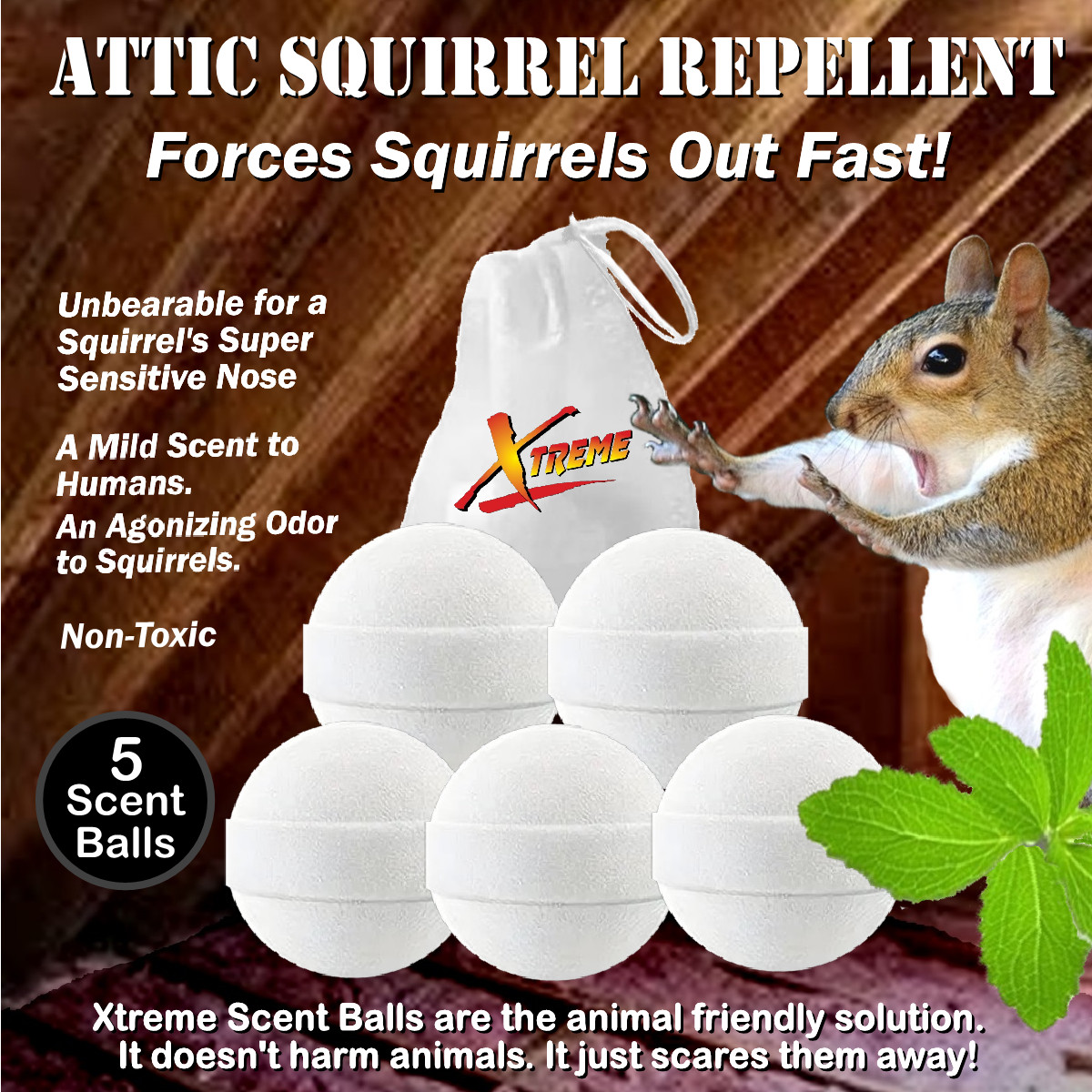 NEW! Attic Squirrel Repellent. DRIVES SQUIRRELS OUT FAST! 5 PK gallery