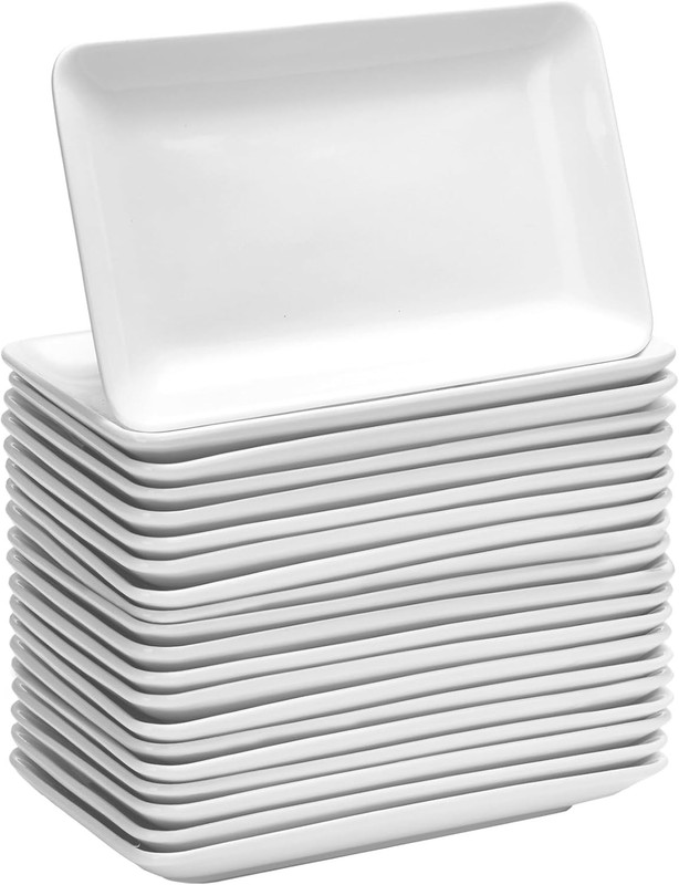 Irenare 16 Pcs 9in Rectangular White Porcelain Salad Dessert Plates gallery