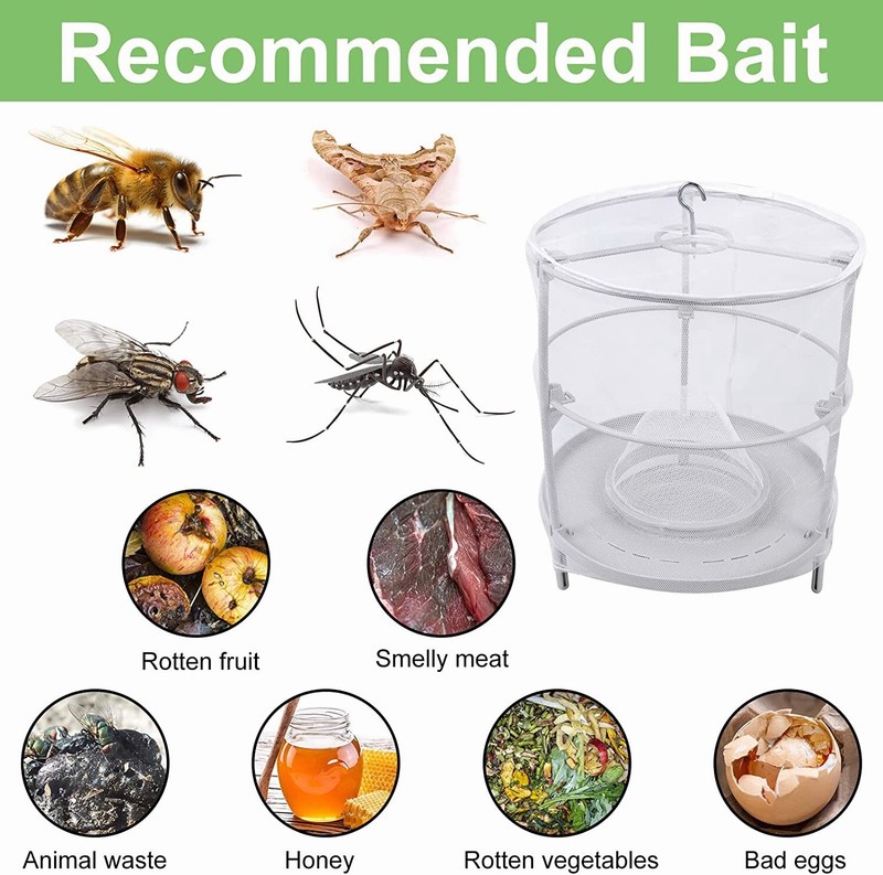 Trap Ranch Fly Cage Reusable Fly Catcher Killer Net Pest Bug Insert Auto Catch gallery