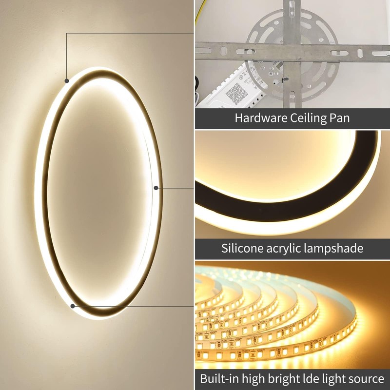 15.7 Inch Flush Mount Ceiling Light, 40-60W Round LED Ceiling Light Fixtures,... gallery