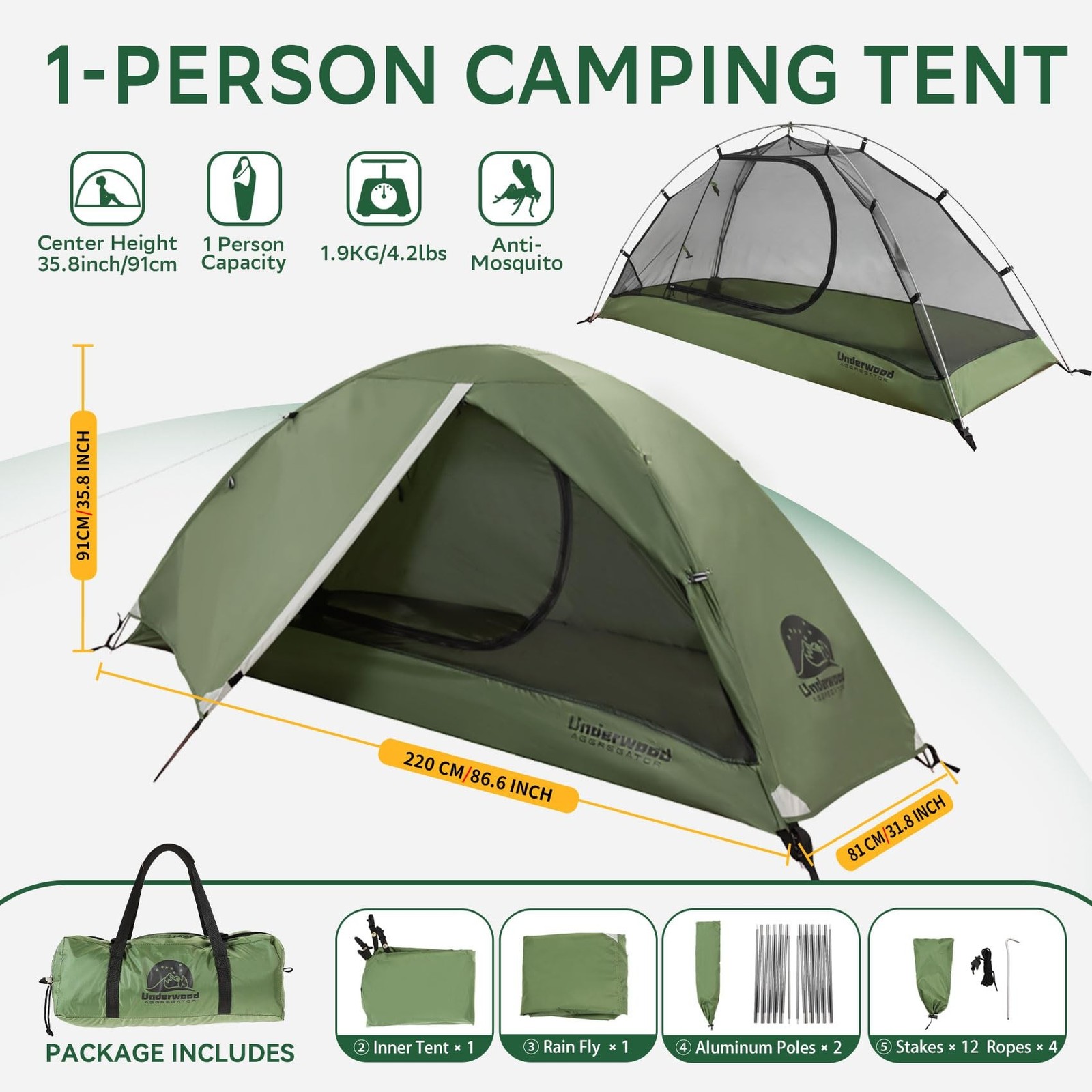 1/2 Person Backpacking Tent for Camping - Ultralight & Waterproof Outdoor Cam... gallery