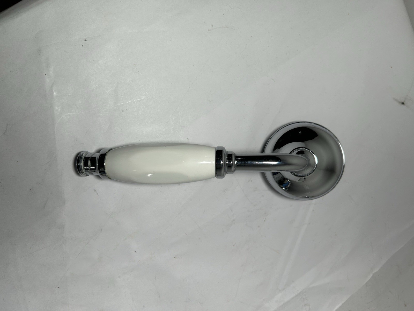 Waterworks Hand Shower Chrome Nickel & White Porcelain Handle Handheld Bath gallery