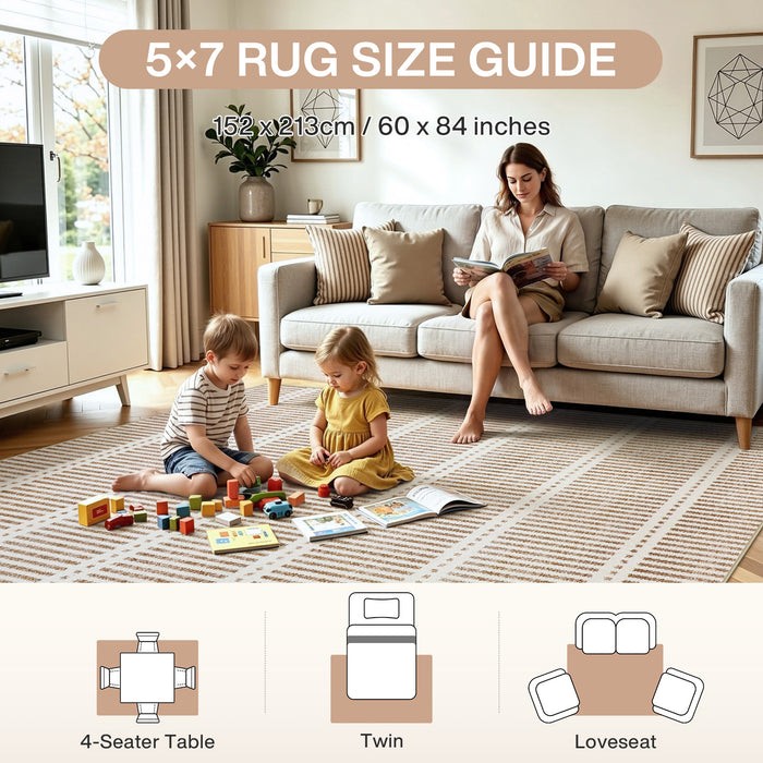 Modern Washable Area Rug Vintage Minimalist Non-Slip Striped In/Outdoor Carpet gallery