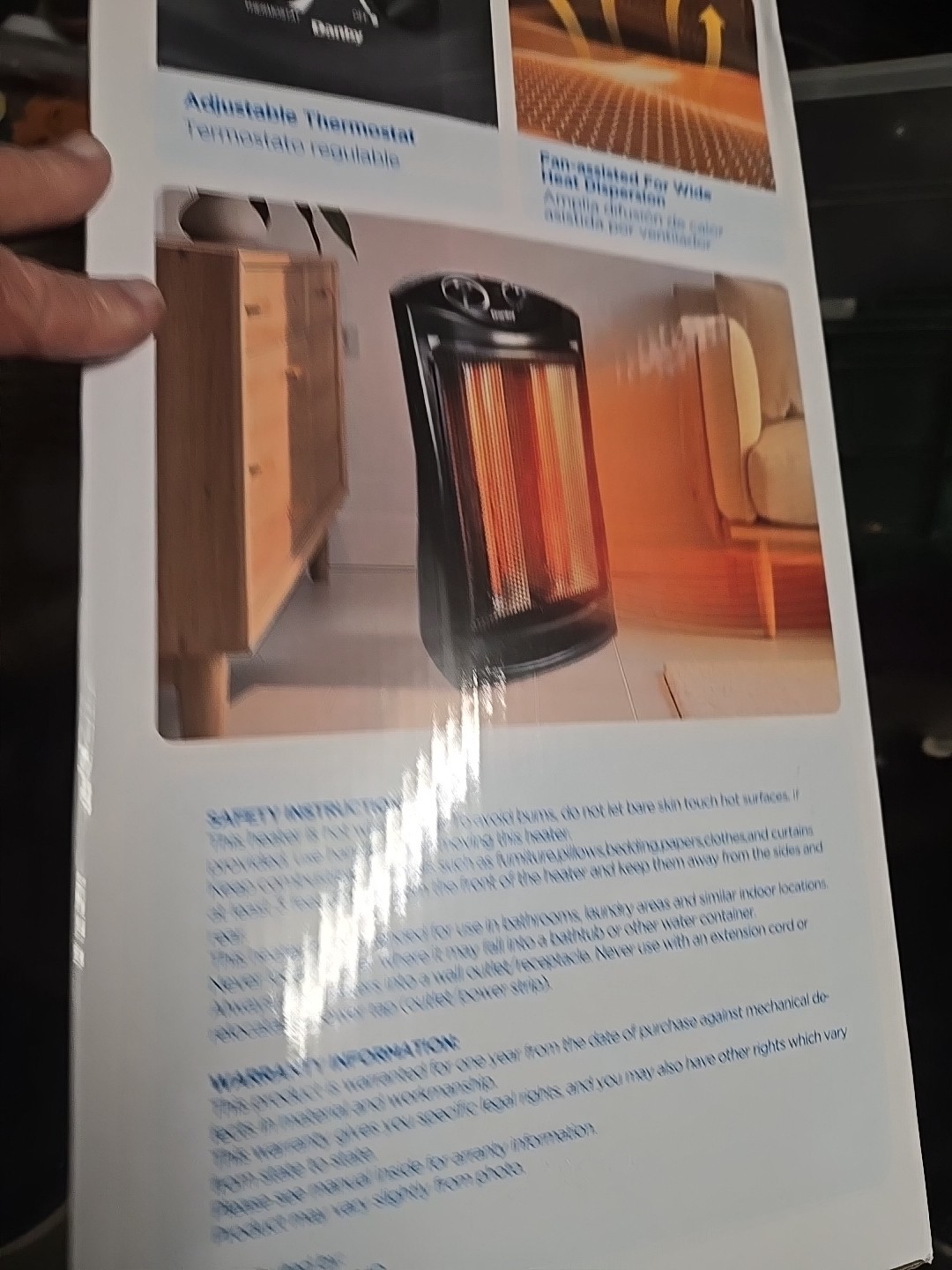 Quartz Radiant Heater Medium Room 1500 Watts Comfort Zone Calefactor gallery