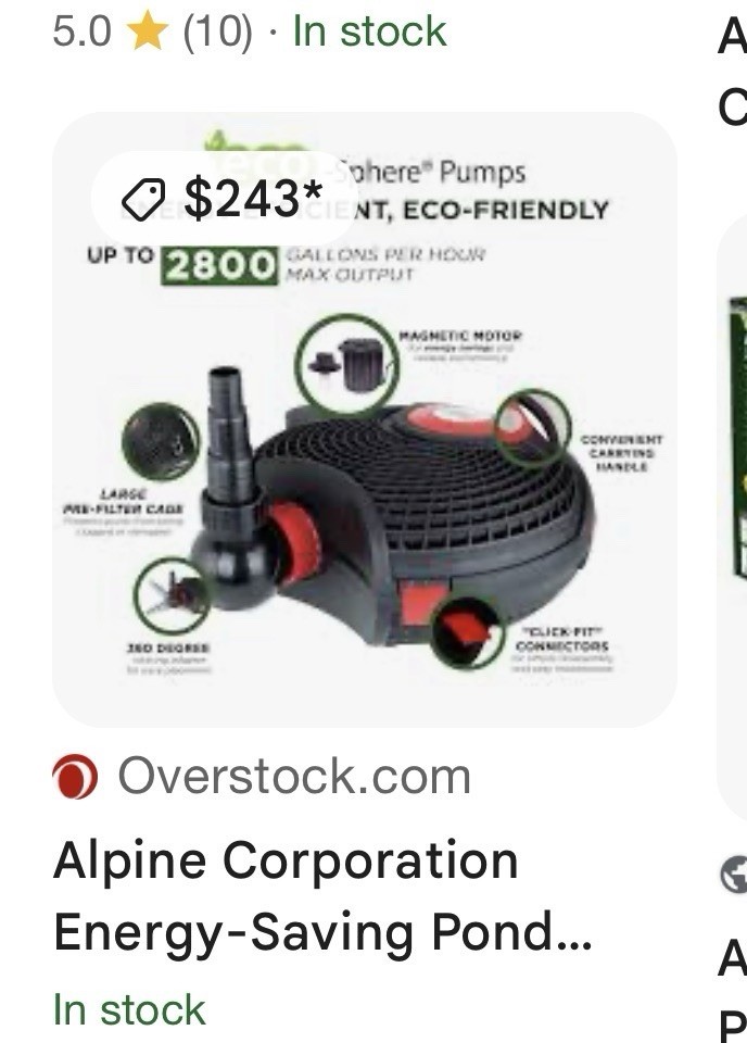 Alpine Eco-Sphere Pond & Waterfall Pump 2800 GPH Submersible Energy Efficient gallery