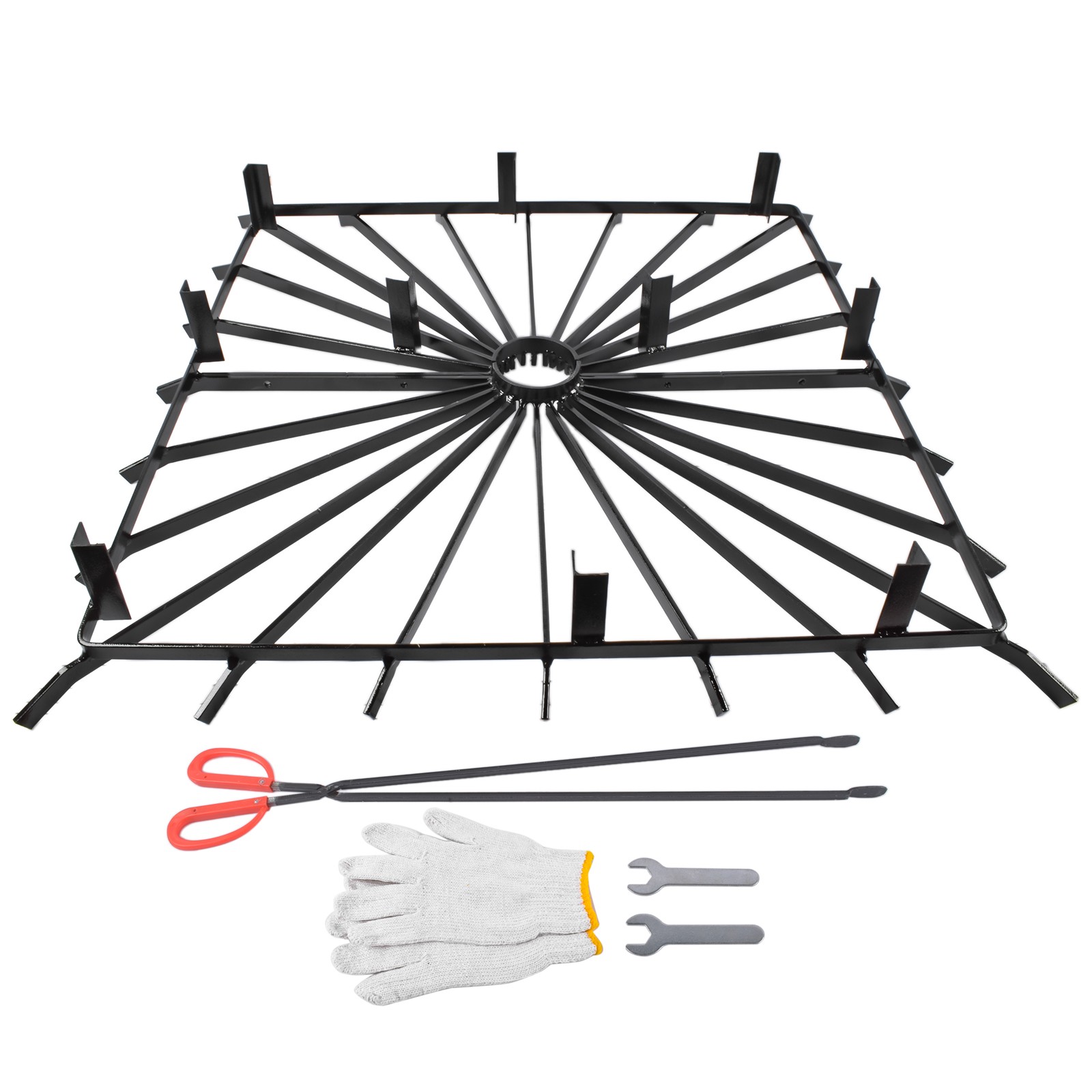 Super Heavy Duty Square Wheel Fire Pit Grate 20x20 to 36x36 Inch Universal Fit gallery