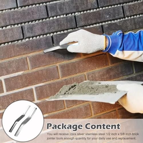 2 PCS 1/2inch x 5/8inch Brick Jointer,Bricklaying Tools,Pointing Silver gallery