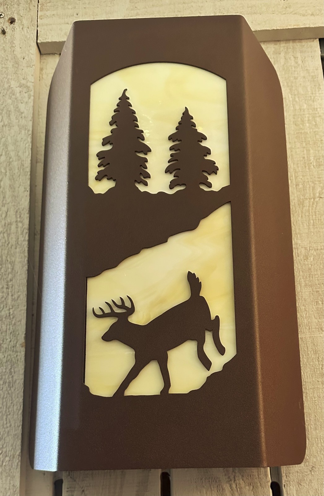 Vision Metalworks 102W Deer & Trees Wall Sconce Rust Brown Made In USA gallery