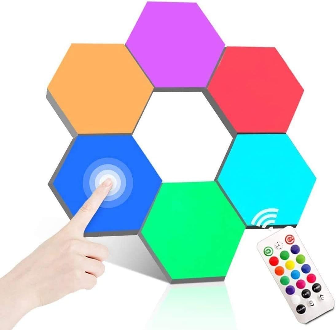 Remote Control Hexagon Wall Light,Wall-Mounted Touch-Sensitive DIY Geometric ... gallery