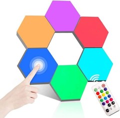 Remote Control Hexagon Wall Light,Wall-Mounted Touch-Sensitive DIY Geometric …