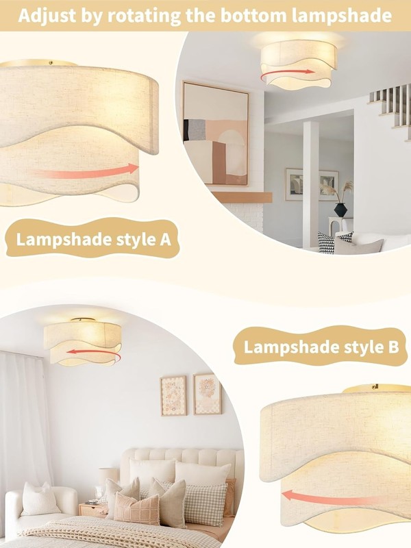 Flush Mount Boho Ceiling Fan 20" with Light and Remote Control – 6-Speed Beige gallery