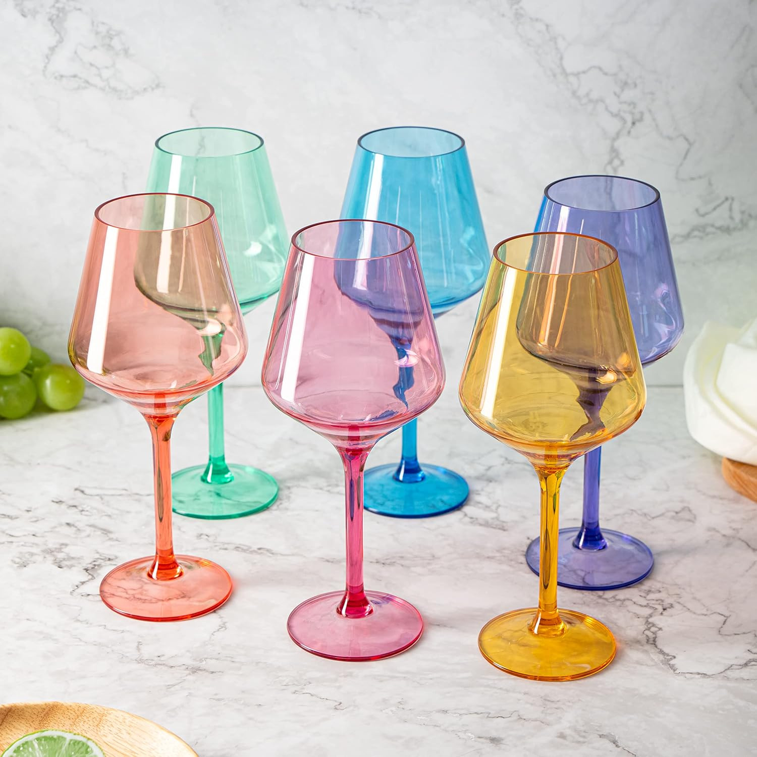 European Style Plastic Crystal, Stemmed Wine Glasses | 6 Set | Acrylic Glasses T gallery
