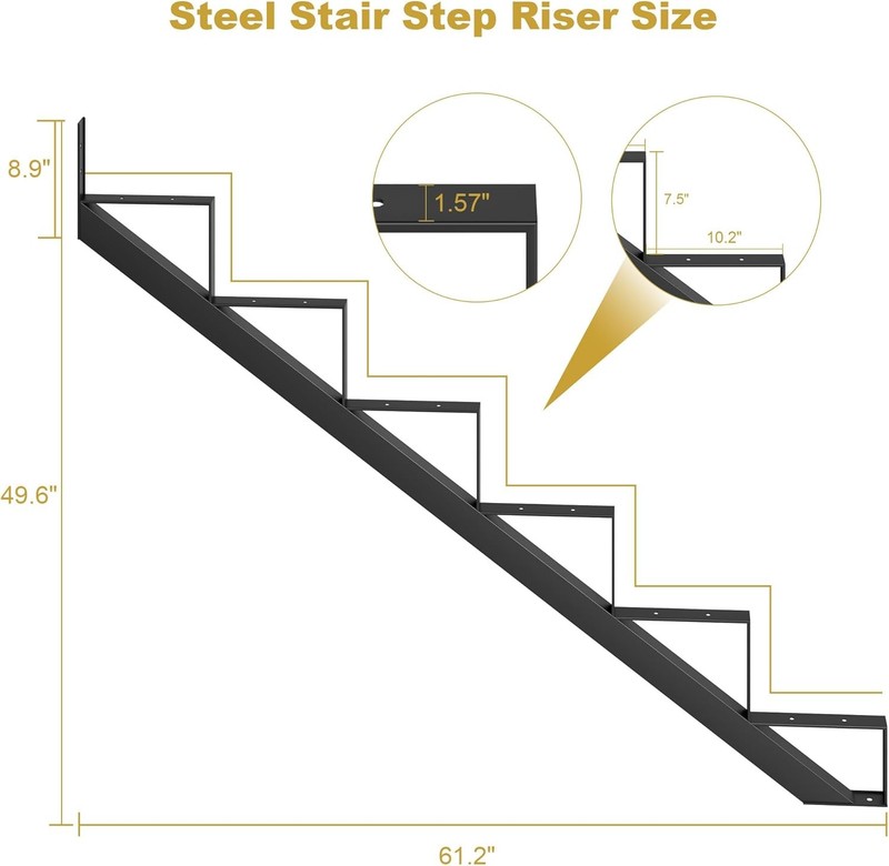 2pcs Steel Stair Riser Step Stair Stringer Metal Stair Step Riser for Outdoor gallery