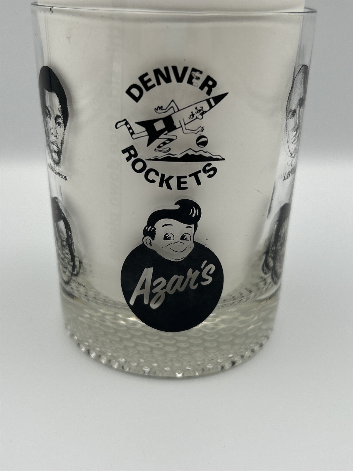 Rare Vintage 1973-74 Denver Rockets ABA Basketball Roster Glass Azar's Big Boy gallery