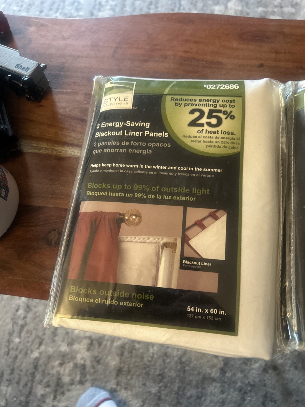 Two (2) Style Selections Energy-Saving Blackout Liner Panels 54x60 Inch White gallery