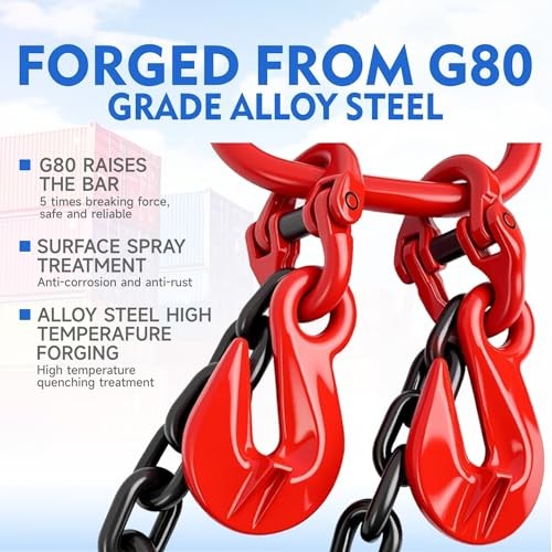 Shipping Container Loading Chain(1/2" x 5'),G80 with Double Locking Safety, gallery