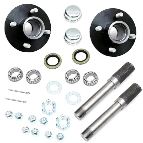 Pair Trailer Hub Assembly Kit,4-Bolt on 4" Circle,Fit 2,000 lbs axles,Includes gallery