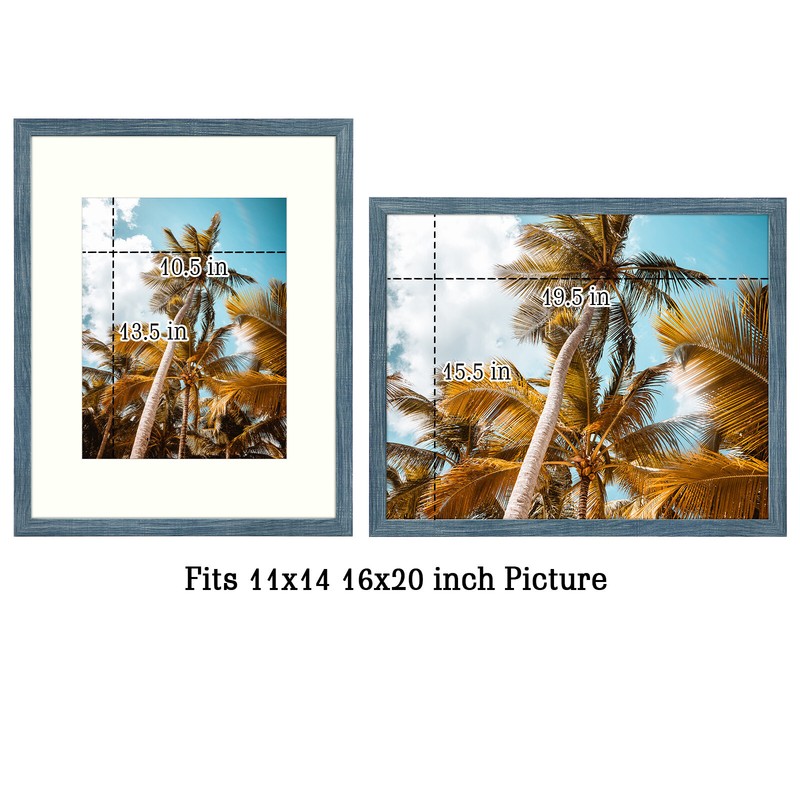 2 Pack 16x20 Picture Frame with Mat for 11x14 Picture High Definition Glass gallery
