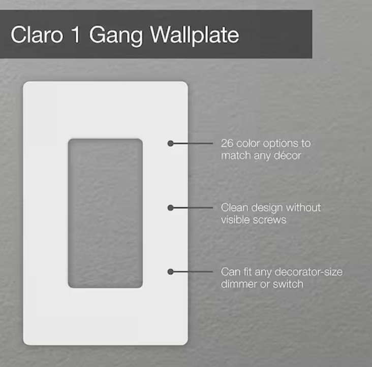 Lutron CW-1-WH Claro Wall Plate - White NEW No Visible Screws gallery