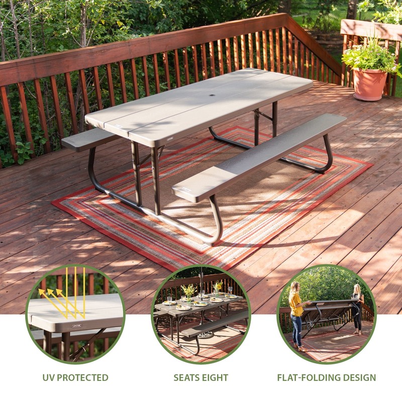 High Density Polyethylene Folding Picnic Table, 6 Feet Brown gallery