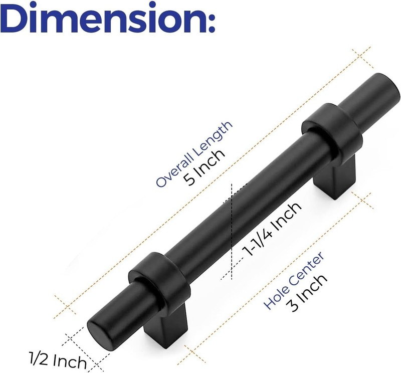 15 Pack Matte Black 5 Inch Cabinet Pulls Handles 3 Inch Hole Center Base gallery