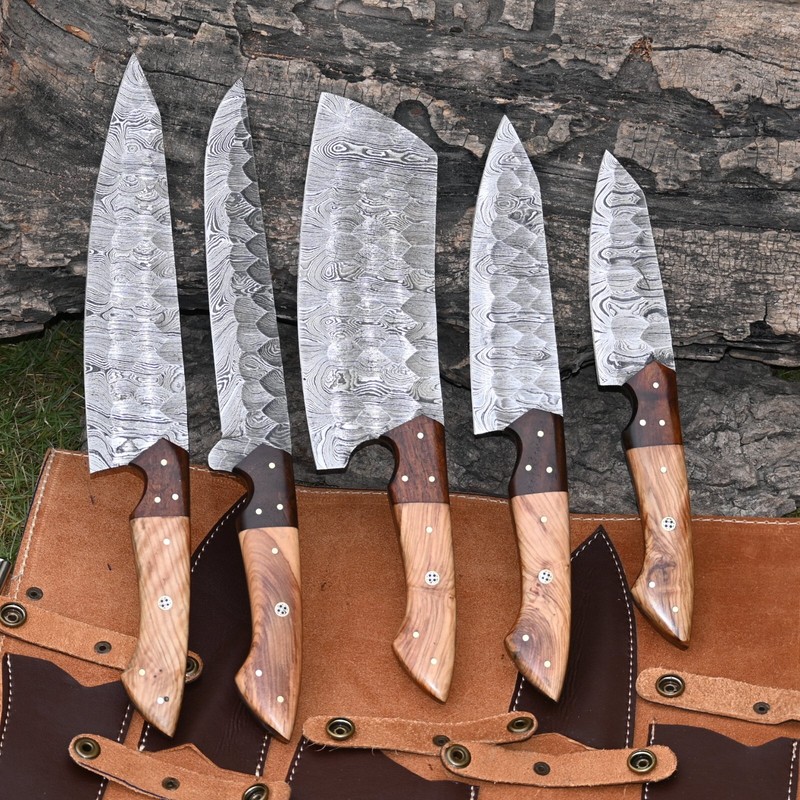 Custom Handmade CHEF KNIFE Set Kitchen Knives Cutlery Forged Damascus Steel 2803 gallery