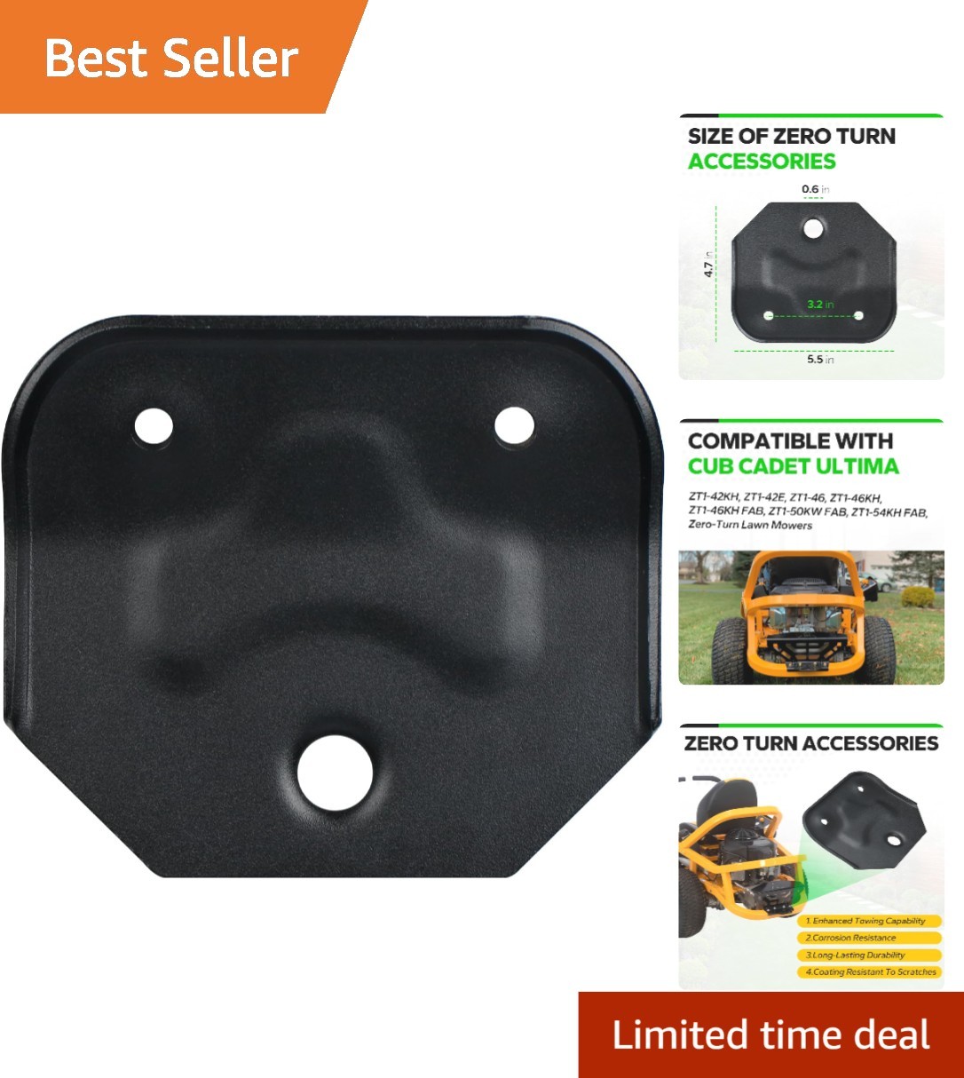 Universal Trailer Hitch for Cub Cadet Lawn Mowers - Easy Bolt-On Installation gallery