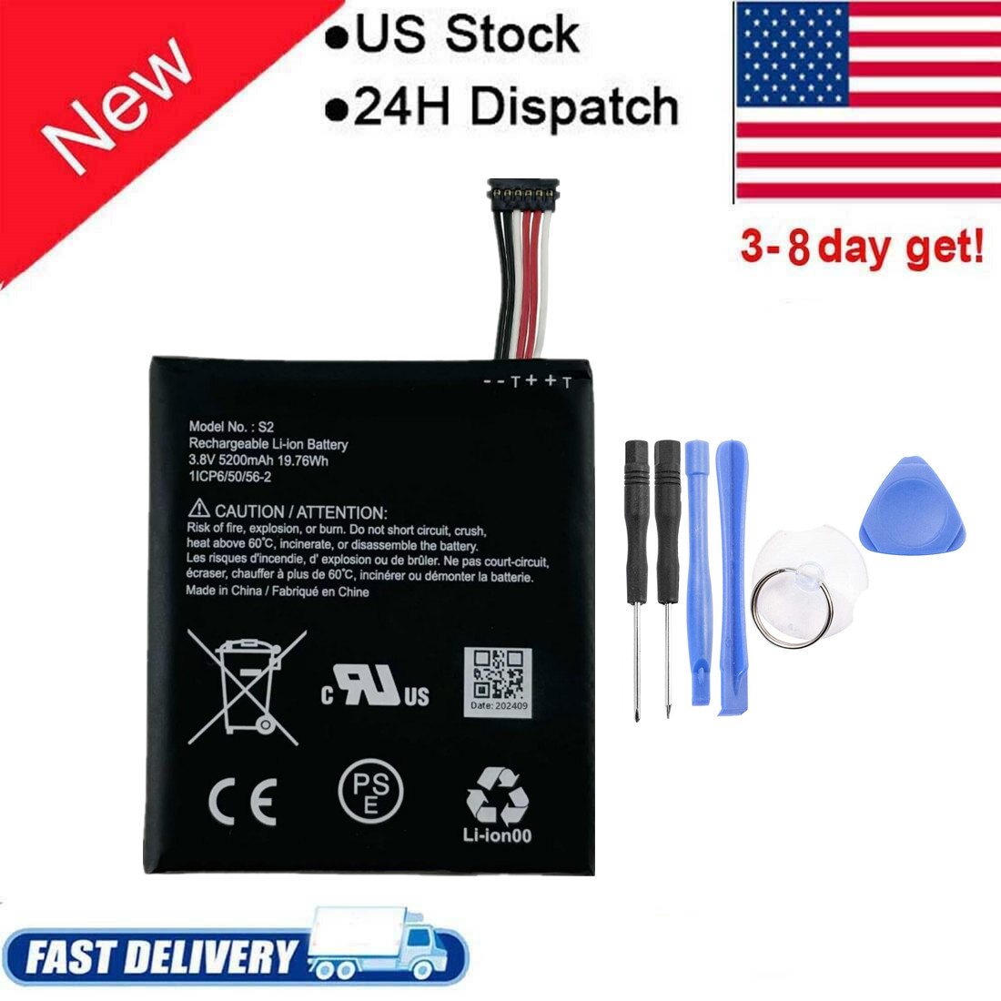 For Ring Video Doorbell Ring S2 5200mAh Battery Replacement 6 PIN gallery