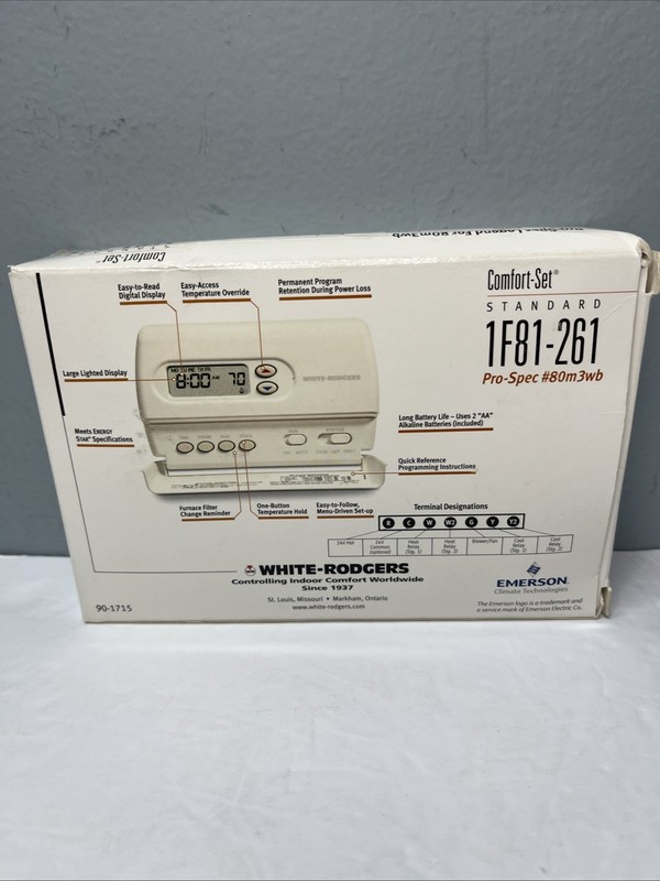 White-Rogers 1F81-261 Programmable Thermostat Multi-Stage Digital Control Opn Bx gallery