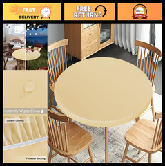 Reversible Waterproof Round Tablecloth – Elastic Stretch, Stain Resistant, 30″-3