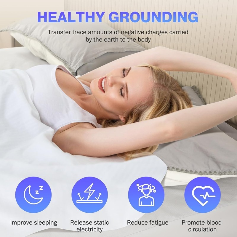 King Size Grounding Sheet - 10% Silver Fiber & 90% Organic Cotton for Deep Sleep gallery