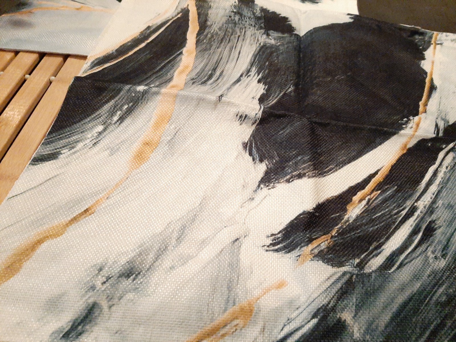 Pair 18 x 18 MARBLE ABSTRACT LINEN PILLOW COVERS Black, Gray, Blue, Gold NEW M06 gallery
