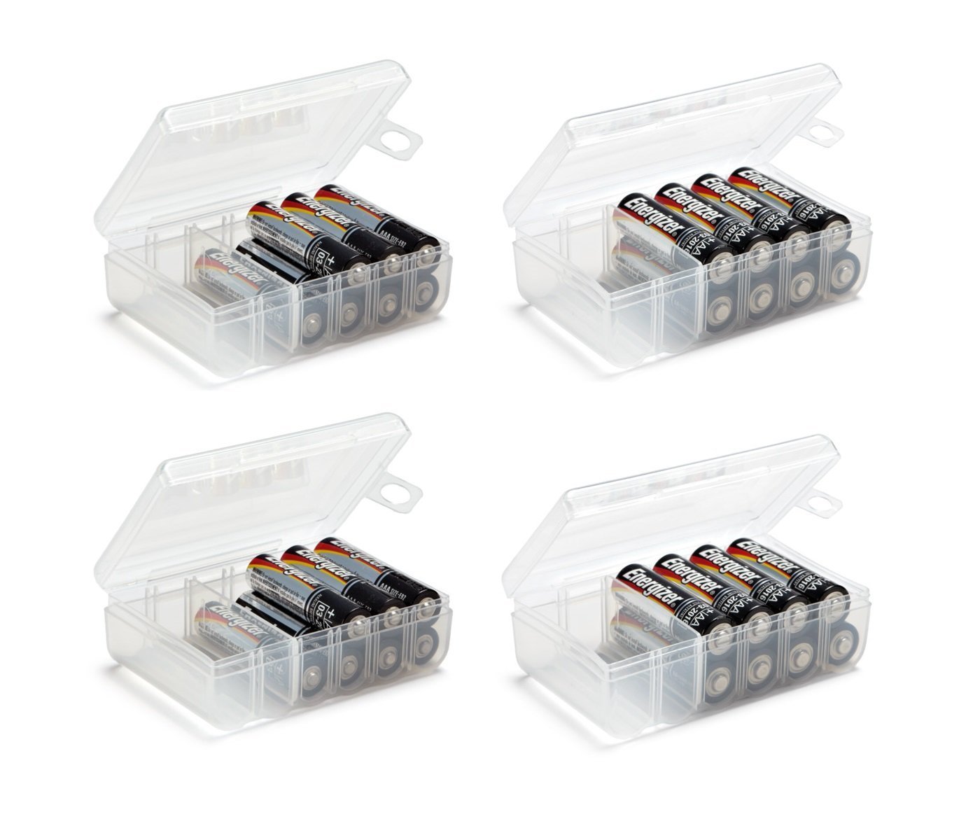 Set of 4 - Two AA and Two AAA Battery Storage Box, Battery Storage Case, Battery gallery