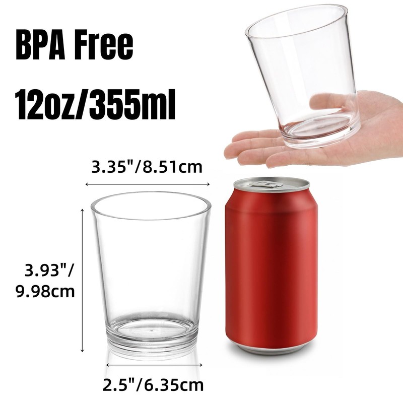 9 Pack Plastic Drinking Glasses, 12 Oz Unbreakable Acrylic Water Tumblers, Re... gallery