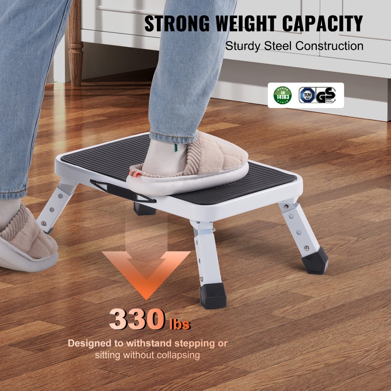 VEVOR Step Stool Ladder Foldable 3 Adjustable Height Max Load 330lbs for Home gallery