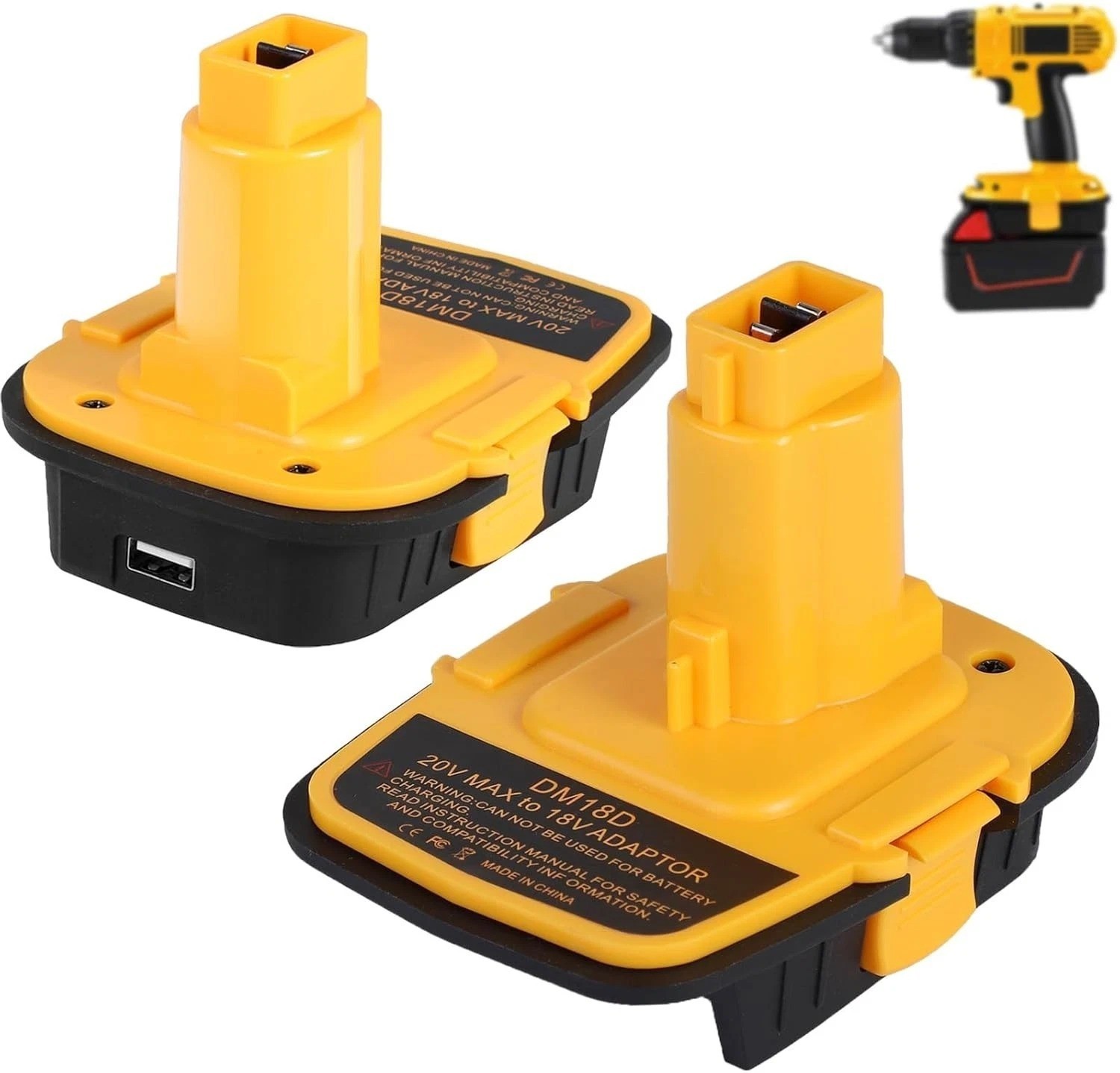 2 Packs DM18D Battery Adapter Converter with USB Port for Dewa-lt 18V Tools gallery