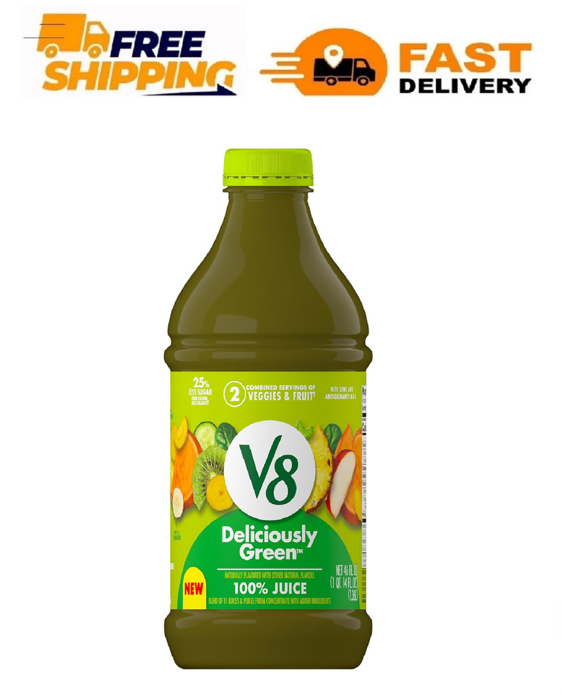 V8 Deliciously Green 100% Fruit and Vegetable Juice, 46 fl oz Bottle