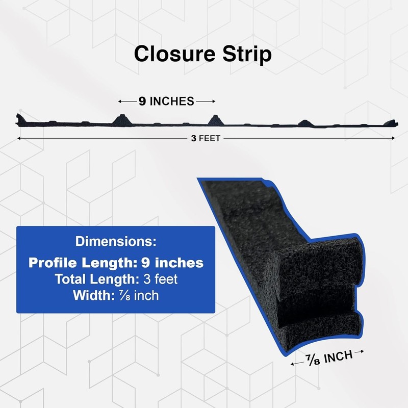 Durable 3ft Foam Closure Strips - Seals Moisture & Noise Under Metal Panels gallery