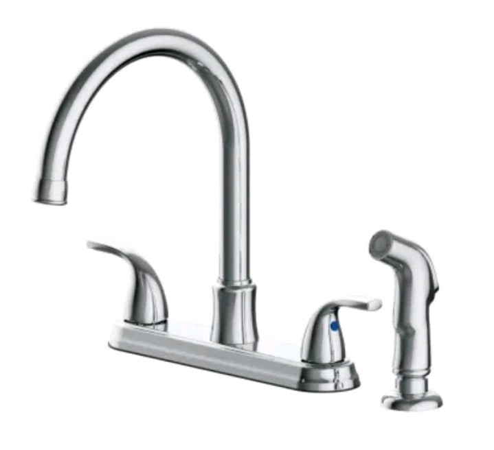 Seasons Raleigh Double-Handle High-Arc Kitchen Faucet With Side Sprayer, Chrome gallery