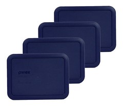 Pyrex Rectangle 3 Cup Storage Lid Cover Blue 4 Pack 7210-PC New for Glass Dish