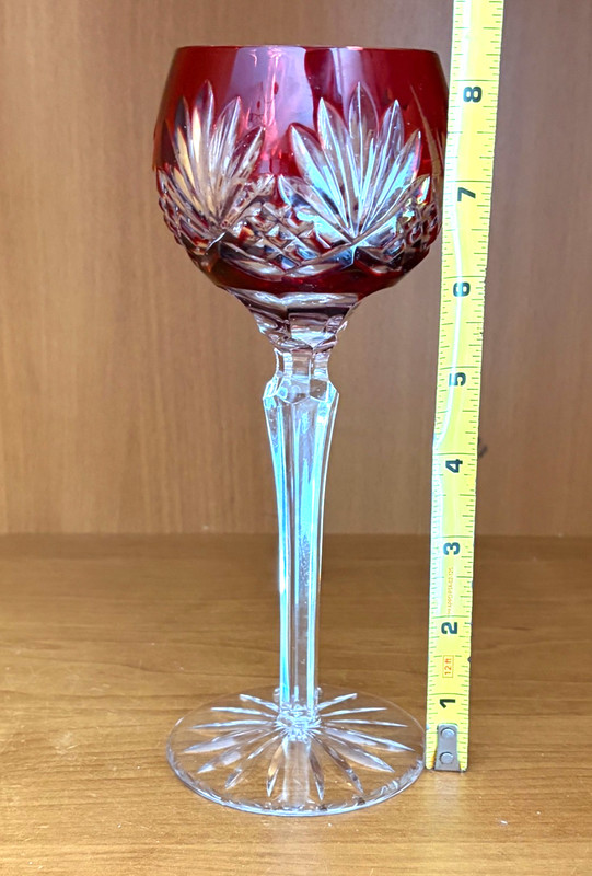 VTG AJKA "CAROLINE" RUBY RED CUT-TO-CLEAR 8 OZ. CRYSTAL WINE GLASS HUNGARY MINT gallery