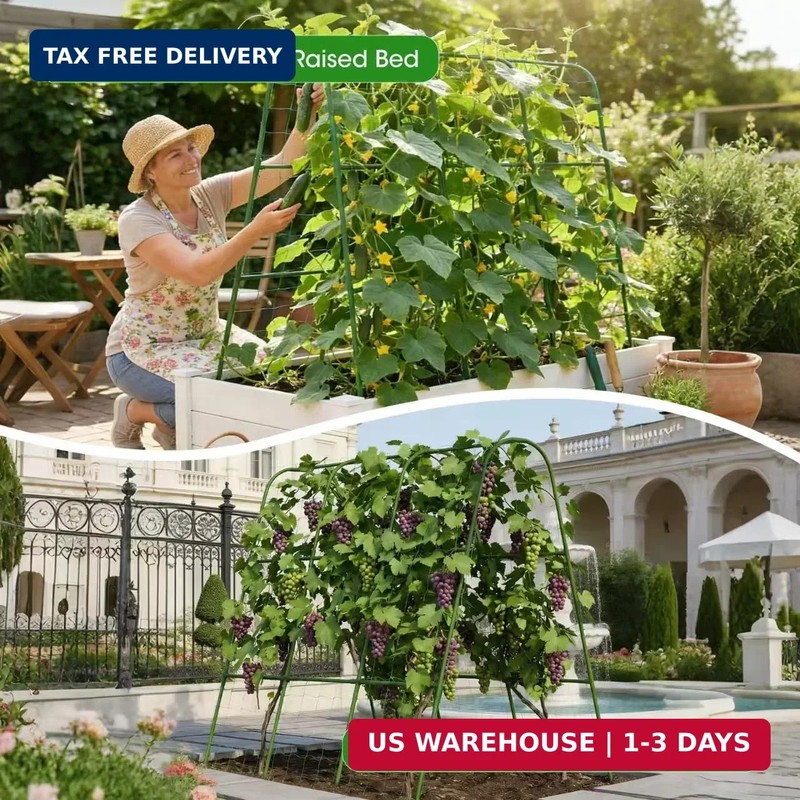 Cucumber Trellis for Raised Bed, U-Shape Metal Garden Trellis for Climbing Plant gallery