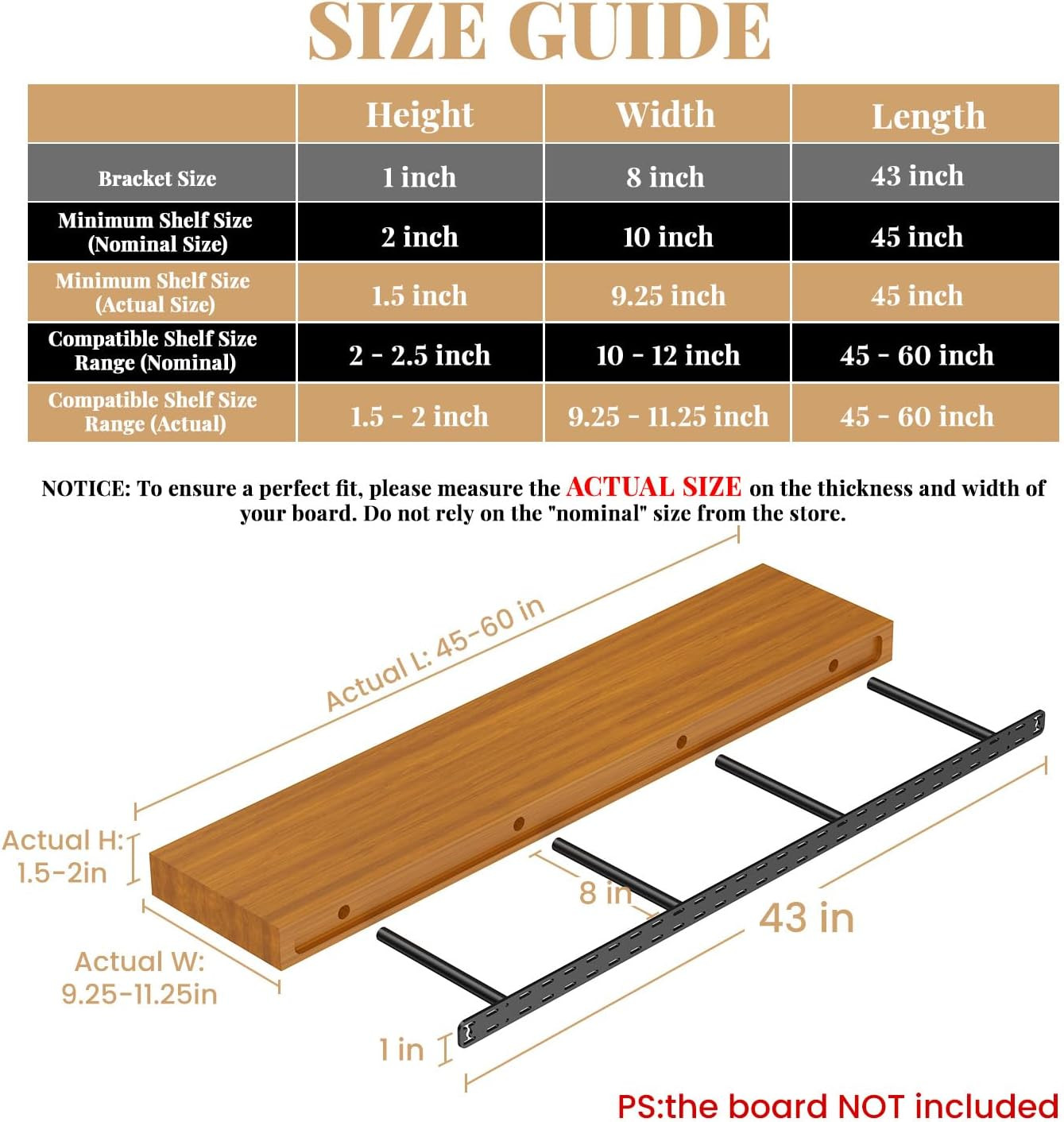 Heavy Duty Floating Shelf Brackets - 2 Pack Black Metal for Easy Installation gallery
