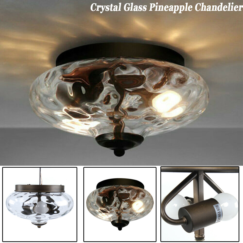 Modern Ceiling Light Flush Mount Glass Fixture 2-Light Lamp Chandelier Bedroom gallery