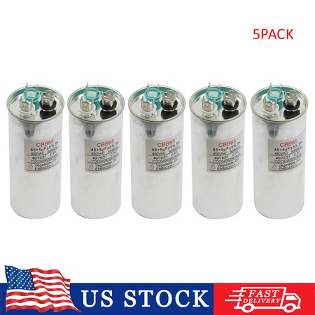 45+5 MFD ±5% Dual Run Capacitor 370 450 VAC CBB65-R AC Motor HVAC Fan 5 Pack gallery