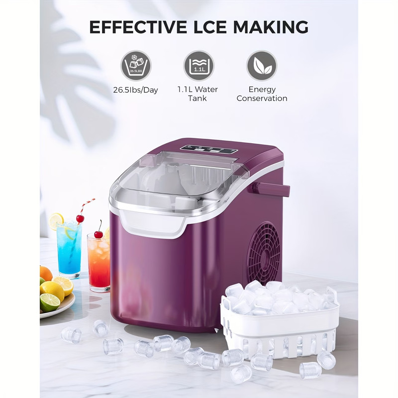 Ice Maker Machine, 8 Ice Cubes in 6 Mins, 26Lb/Day Ice with 2 Sizes| USA STOCK gallery