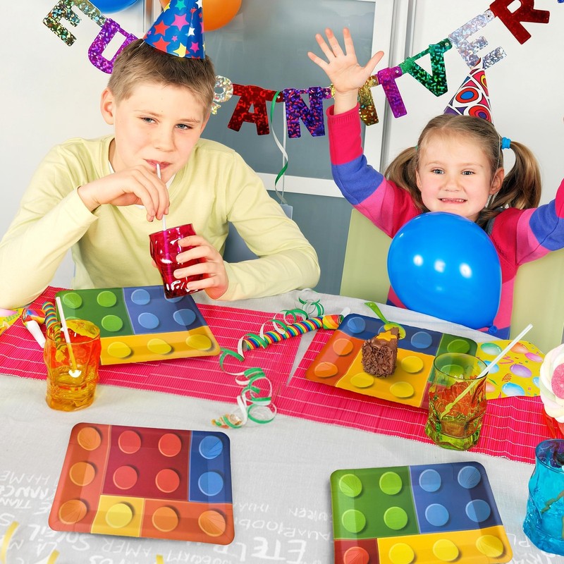 Building Blocks Birthday Plates Rectangle Disposable Paper Plates for Buildin... gallery