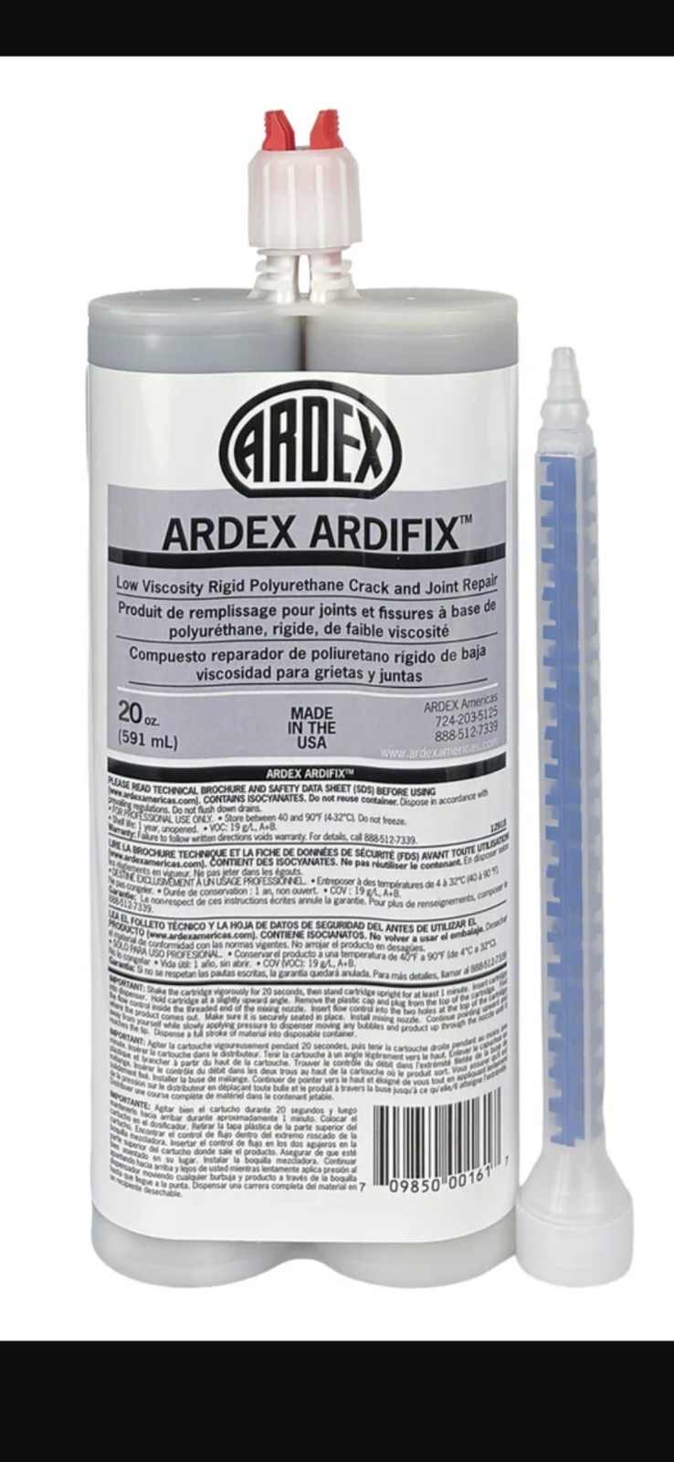 ARDEX ARDIFIX Polyurethane Concrete Crack & Joint Repair Adhesive 20oz Cartridge gallery